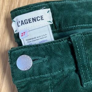L'AGENCE Dark Green Corduroy Jeans